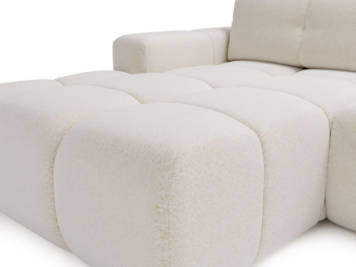 ECKSOFA Montero Bouclé-Stoff Weiß Rechts - Weiß, Holz/Textil (280/177cm) - Graingold