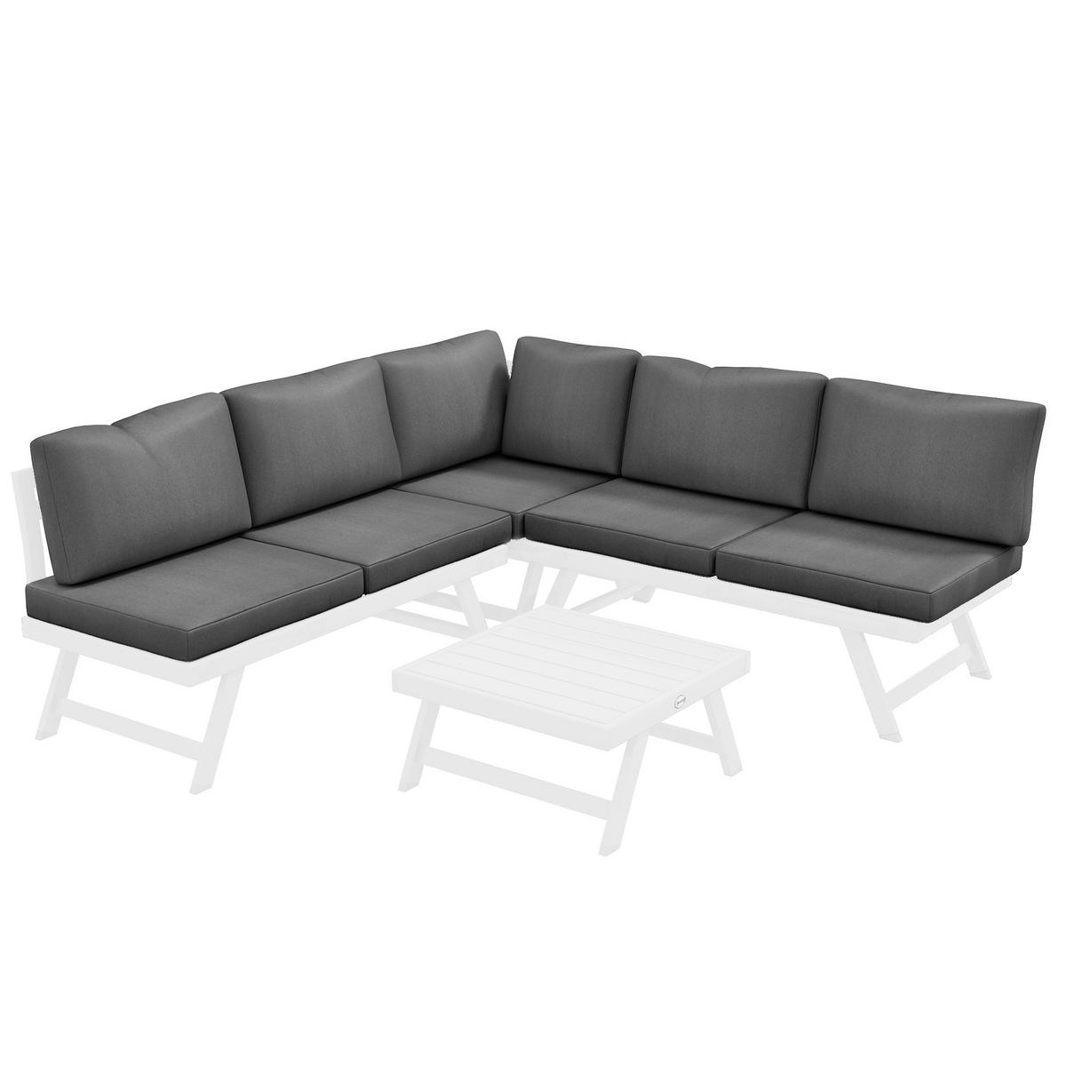 4-TEILIGE GARTENSITZGRUPPE DE-06588, 2 Zweisitzer, Ecksofa, Couchtisch Grau + Weiß - Grau, Holz/Textil - ComfortXL