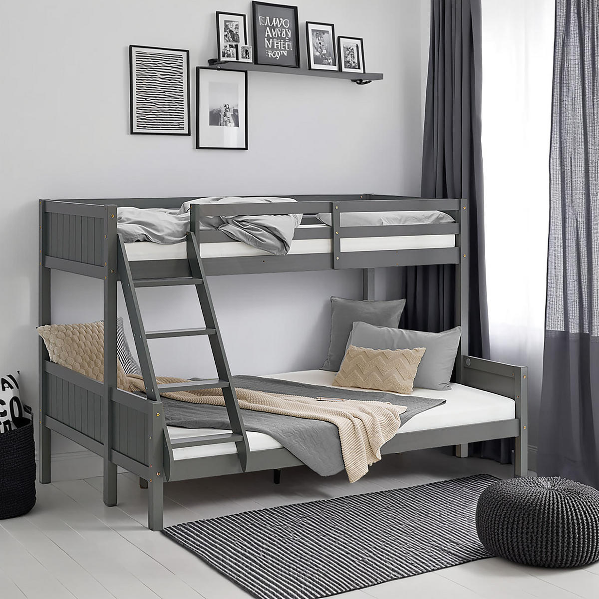 ETAGENBETT 90/200 cm und 140/200 cm Grau - Grau, Holz (140/200cm) - Homestyle4u