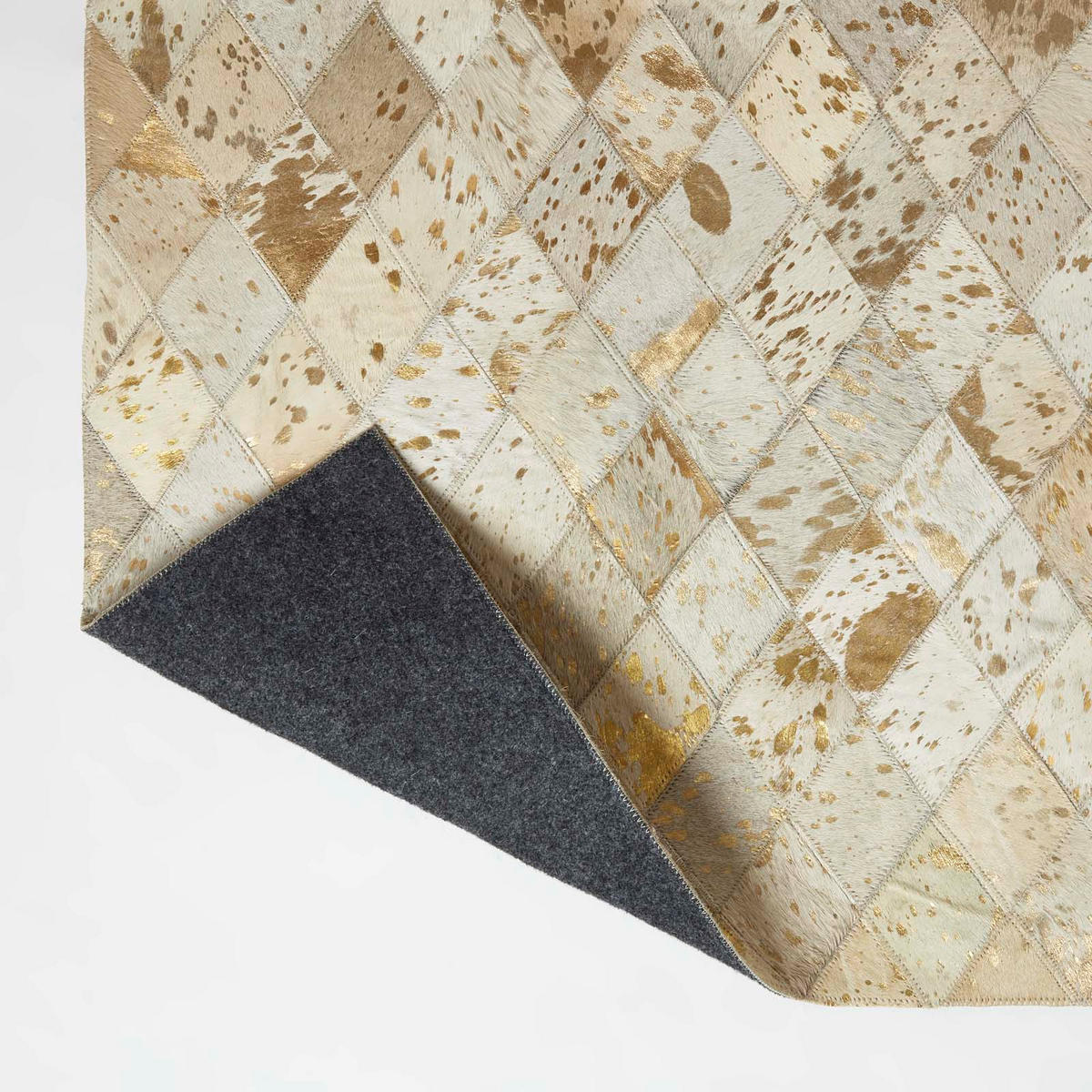 PATCHWORK-TEPPICH Leder, Rauten-Muster 90/150 cm - Multicolor, Leder/Textil (90/150cm) - Homescapes