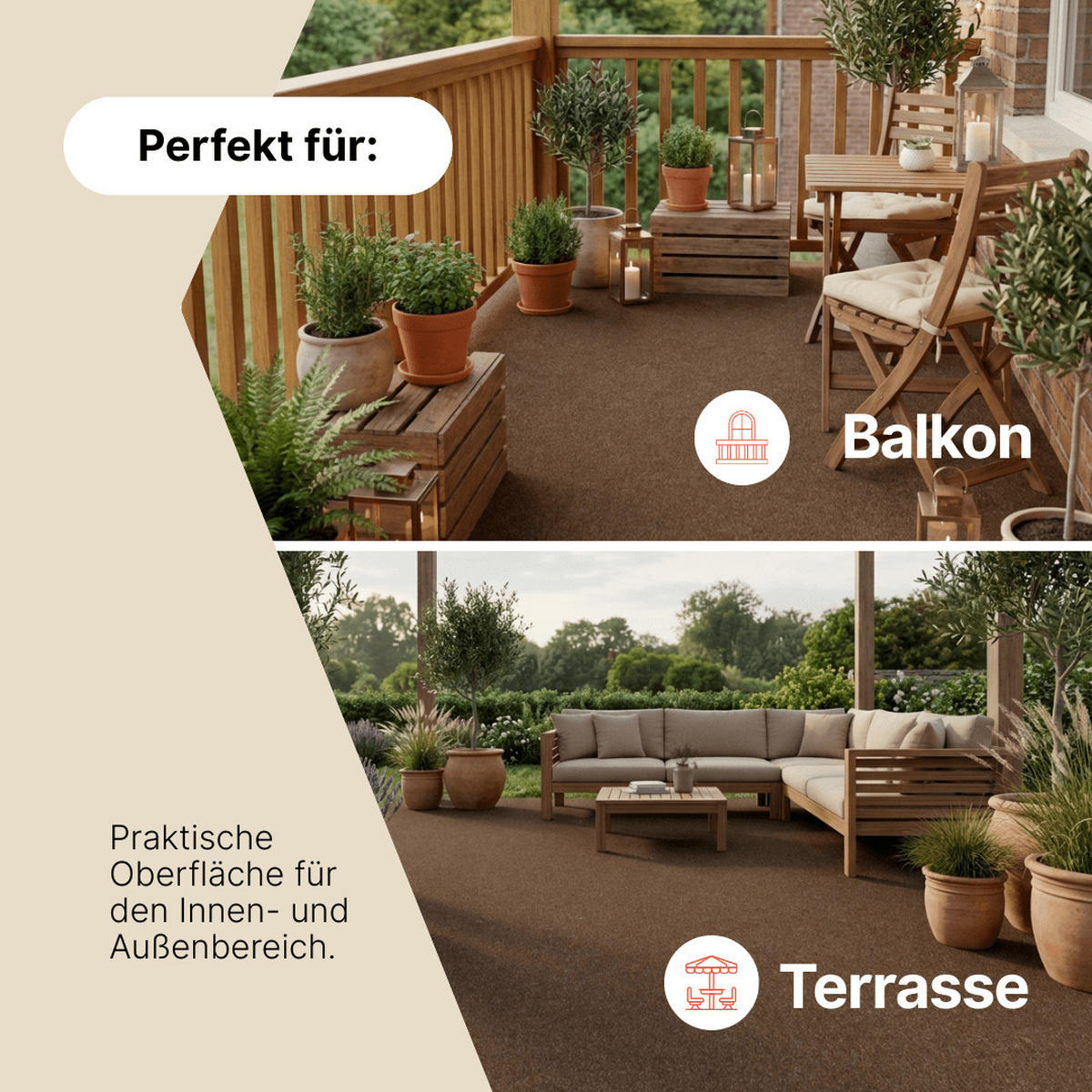 RASENTEPPICH PEMBA Braun 300/850 cm - Braun, Textil (300/850cm) - Tapiso