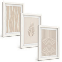 BILDER SET 3er Set - 20x30 cm Weißer Rahmen - Beige Pflanzenmuster - Weiß, Kunststoff (20/30cm) - TULUP