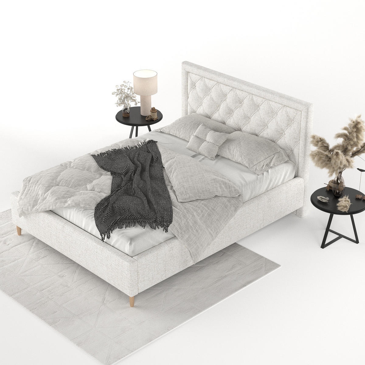 POLSTERBETT Lido 140/200 cm Creme im Neve Stoff - Creme/Naturfarben, Holz/Holzwerkstoff (140/200cm) - AltaBeds