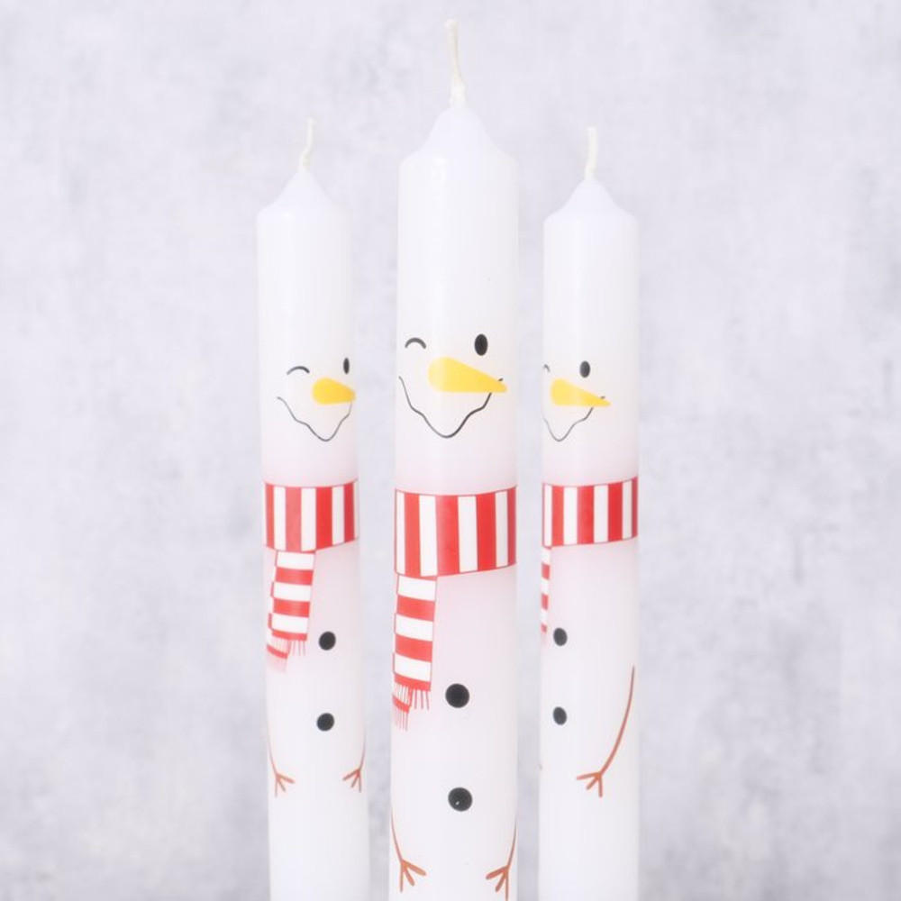 TISCHKERZEN Weihnachtsmotiv 16 cm 3er-Set - Weiß, Paraffin (22.1/16/22.1cm) - Boltze Home