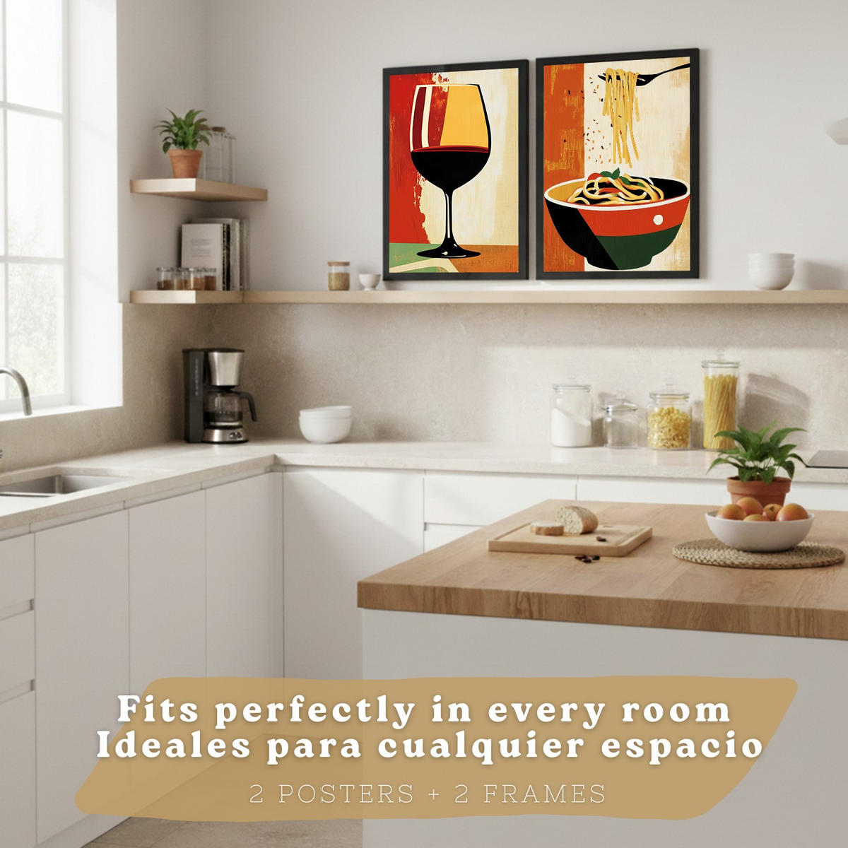 PLAKAT Sada 2 Retro 2 A4 Černý rám - černá, papír (29.7/1/21cm) - Nacnic