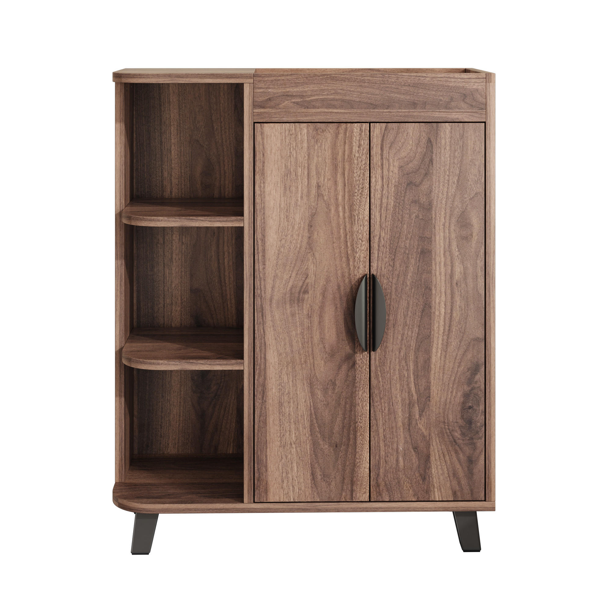 SCHUHSCHRANK DE-37704 80/32/99 cm mit Doppeltüren Nussbaum - Walnussfarben, Holzwerkstoff (80/99/32cm) - ComfortXL