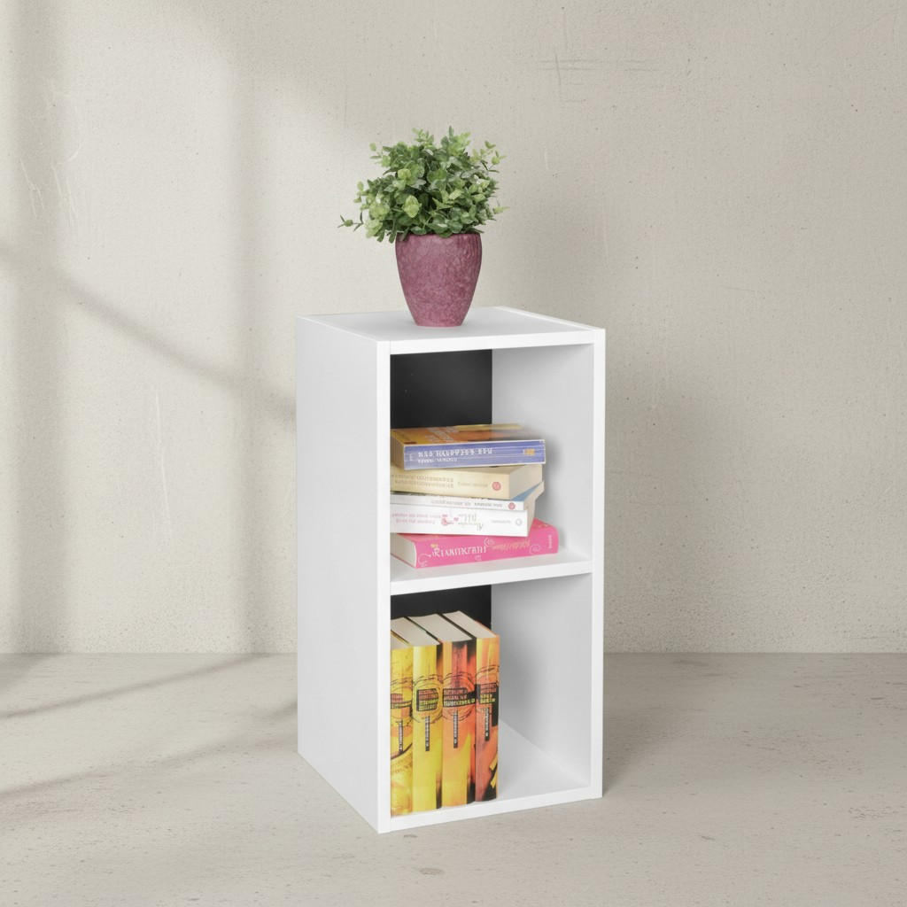 REGAL Melamin 2 Fächer Kompakt CERVINO, Schwarz 30x30x60 cm - Schwarz, Holz (30/60/30cm) - KADIMA DESIGN