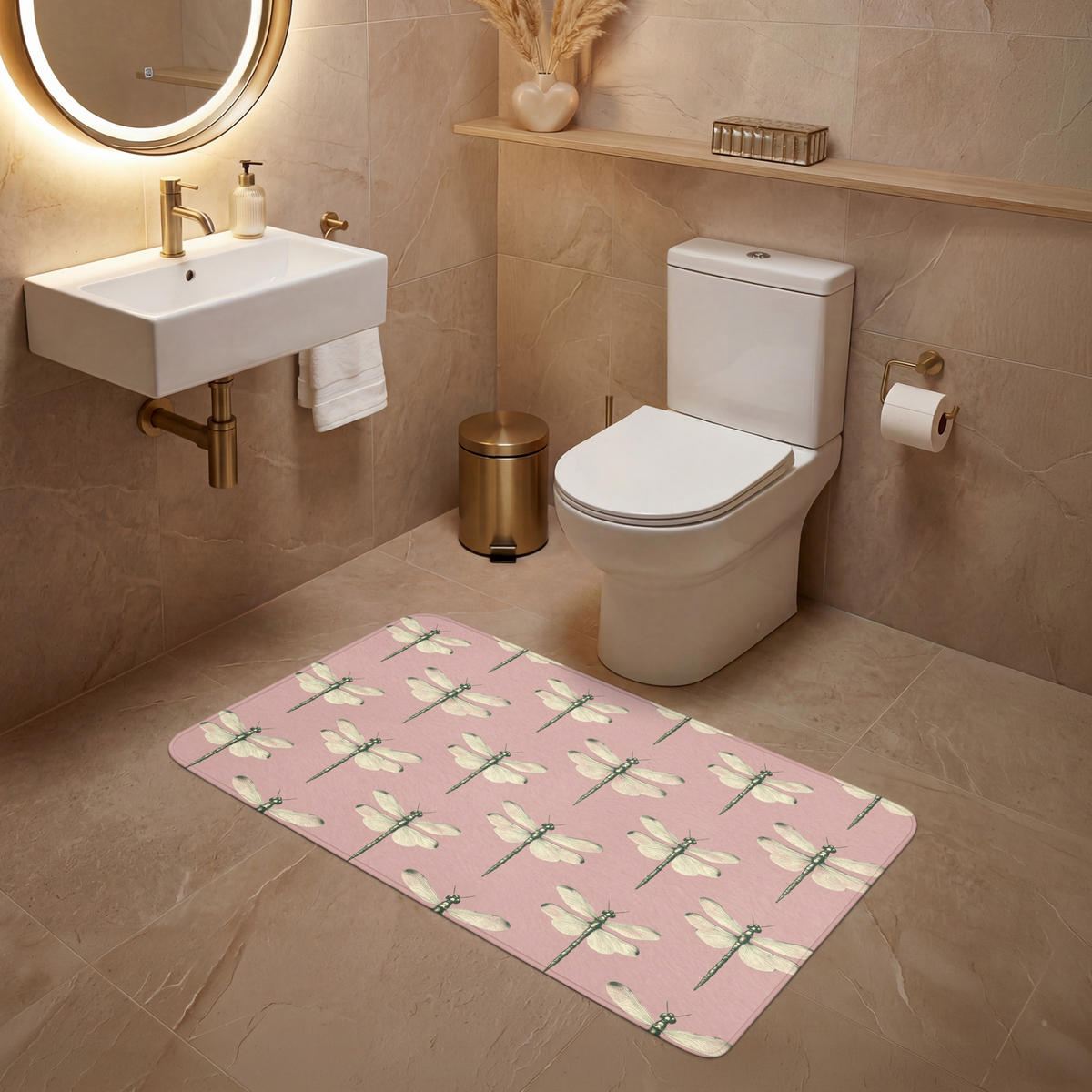 WC-VORLEGER Lillibells - Muster - Rosa WC Teppich 120x60 cm - Rosa, Kunststoff/Textil (120/1cm) - OnlyWow