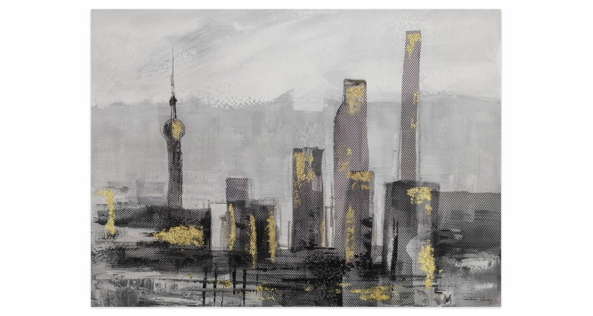 ACRYLBILD HANDGEMALT 100/70 cm - Schwarz/Grau, Holz/Textil (3/70cm) - KUNSTLOFT