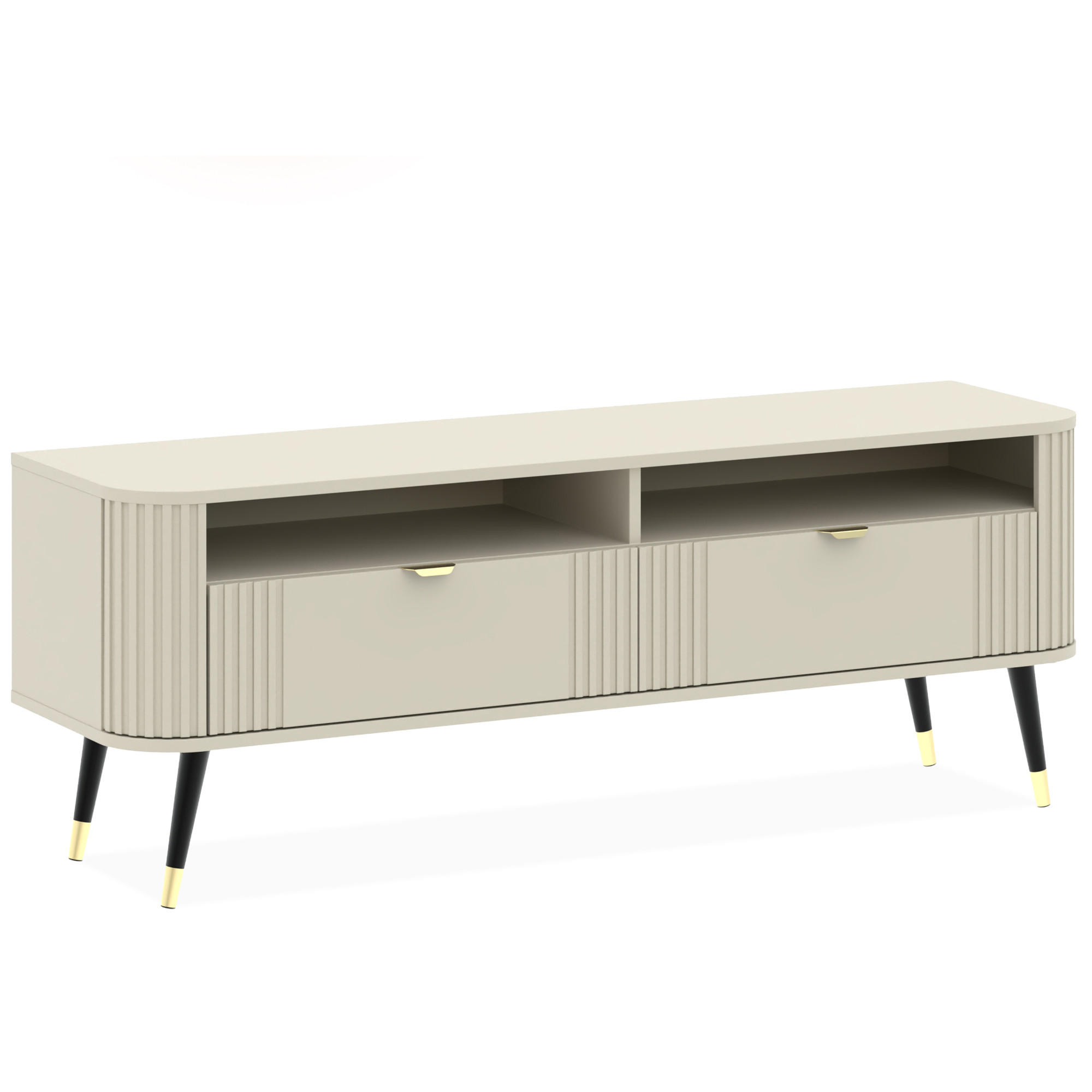 TV-SCHRANK PURA, Cremefarbig - Creme/Schwarz, Holzwerkstoff/Metall (138/53/40cm) - KONSIMO®