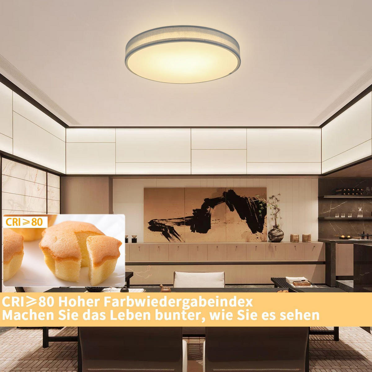 LED-DECKENLEUCHTE Debra 38/38/6 cm - Grün, Textil (38/38/6cm) - Nettlife