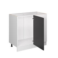 ECKUNTERSCHRANK R-Line Anthrazit Landhaus 86 cm, AP Anthrazit - Anthrazit/Weiß, Holzwerkstoff (86/81.6/60cm) - Vicco