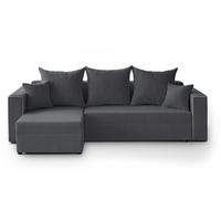 ECKSCHLAFSOFA Hamlet L Dunkelgrau - Dunkelgrau/Schwarz, Textil/Metall (241/142cm) - Beautysofa