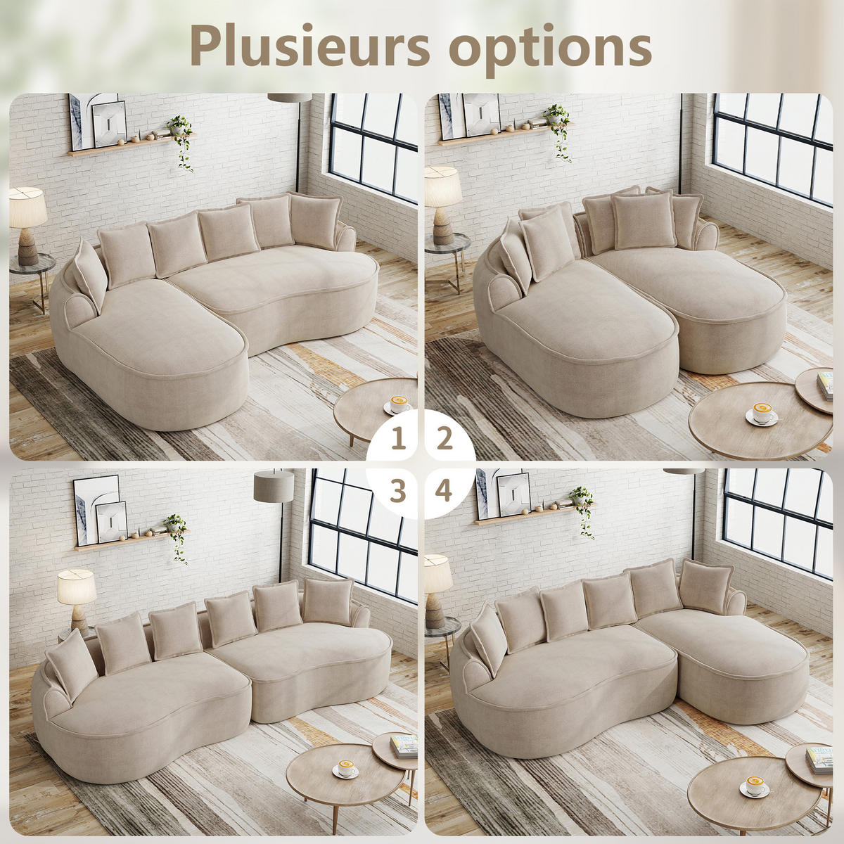 SCHLAFSOFA DE-34260 modular Hellbraun - Hellbraun, Textil (164/67/184cm) - ComfortXL