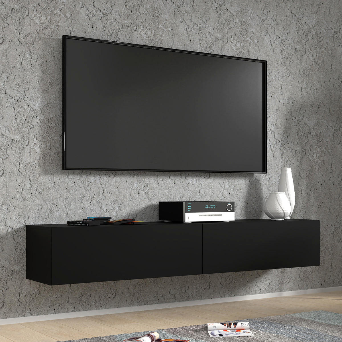 TV STOLÍK Bali Matná čierna - čierna, kompozitné drevo (180/30/40cm) - Petits-meubles