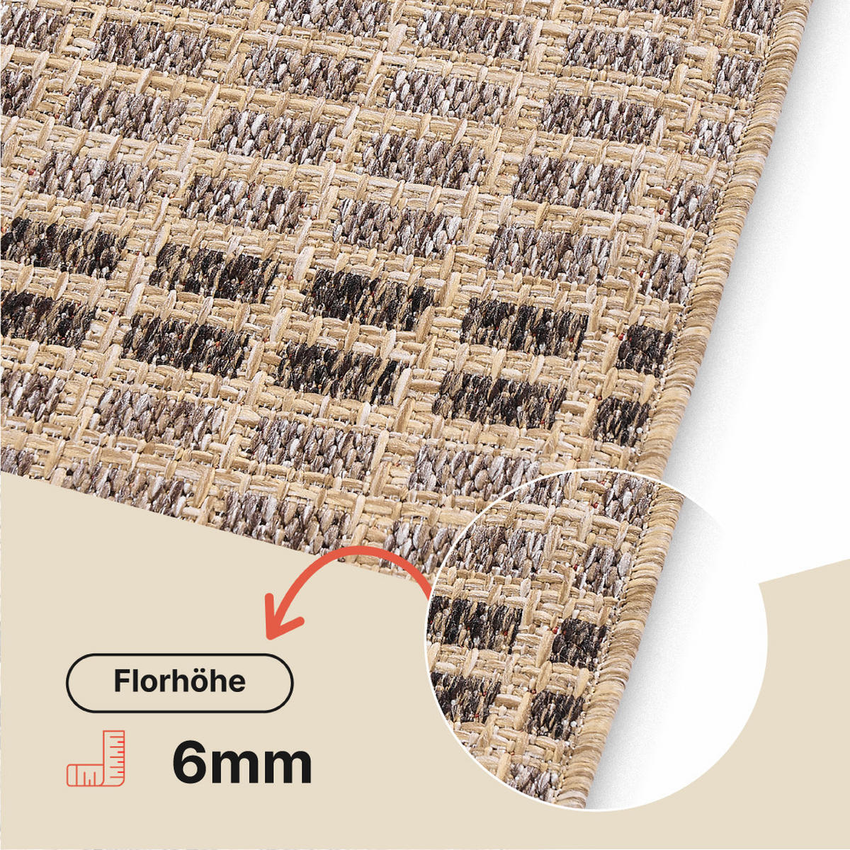 TEPPICH YUCANA Beige Outdoor Flachgewebe 200/300 cm - Beige, Textil (200/300cm) - Tapiso