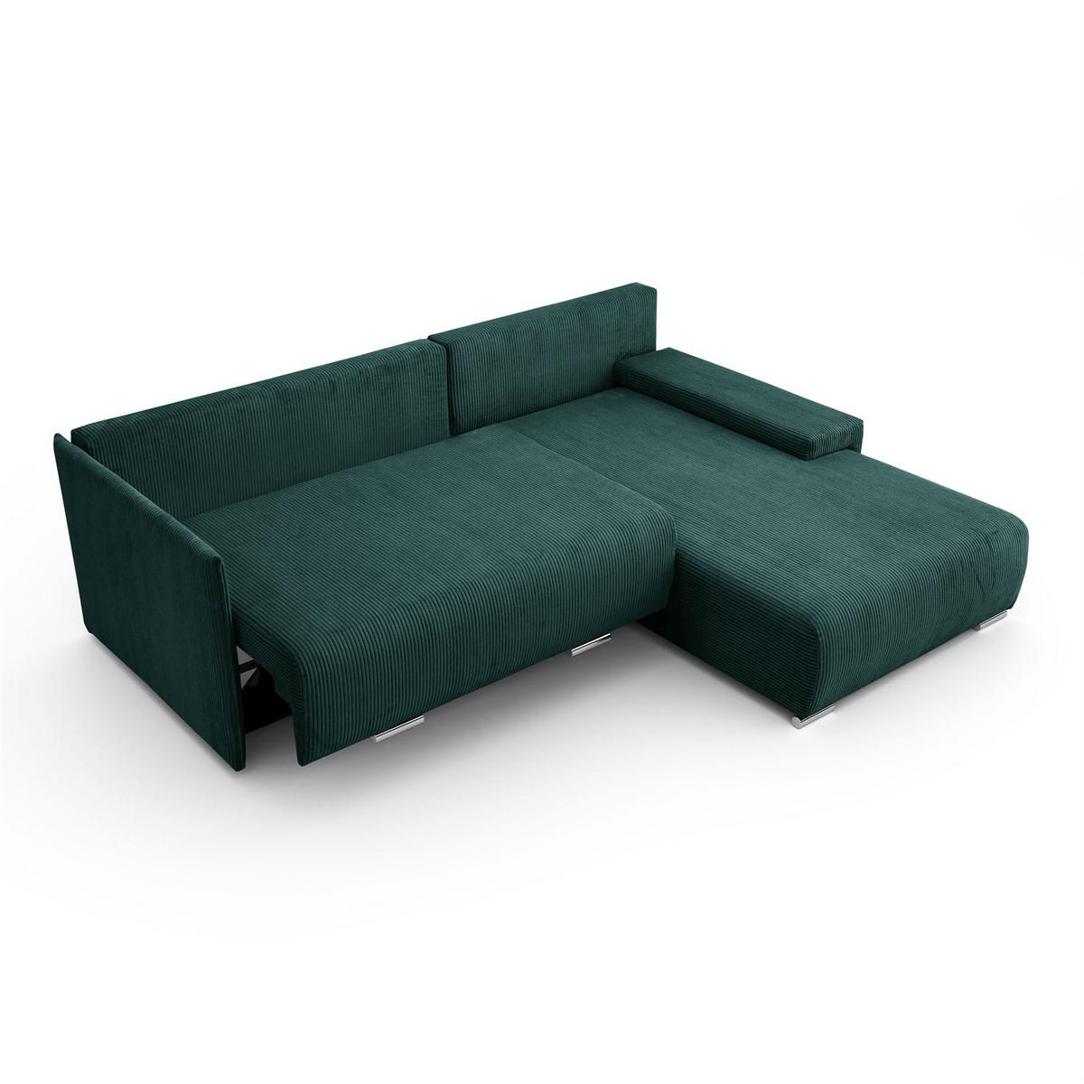 ECKSOFA LAVIO L mit Schlaffunktion und Bettzeugkasten Rechte - Grün, Textil (246/188cm) - Lookway