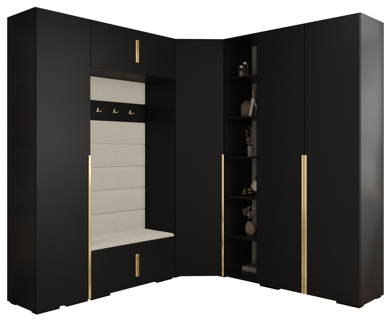 GARDEROBEN-SET 236,7/231,7/47 - Beige/Goldfarben, Holz/Metall (181.7/236.7/47cm) - Abiks Möbel