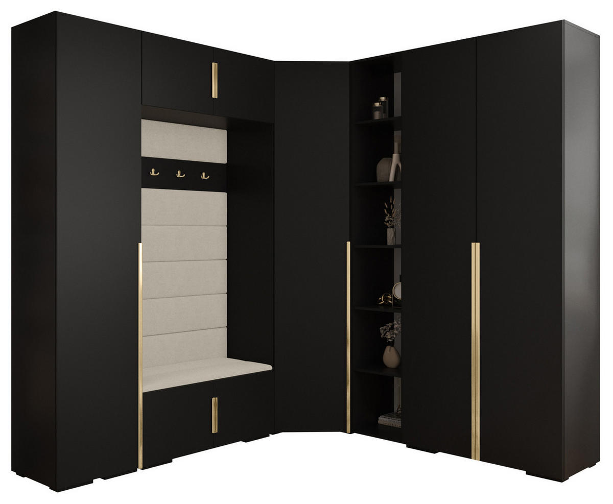 GARDEROBEN-SET 236,7/231,7/47 - Beige/Goldfarben, Holz/Metall (181.7/236.7/47cm) - Abiks Möbel