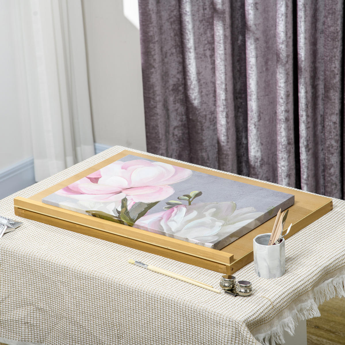 STAFFELEI aus Buchenholz mit 0°-90° Rahmenwinkel - Naturfarben, Holz (51.4/51/75.8cm) - Vinsetto