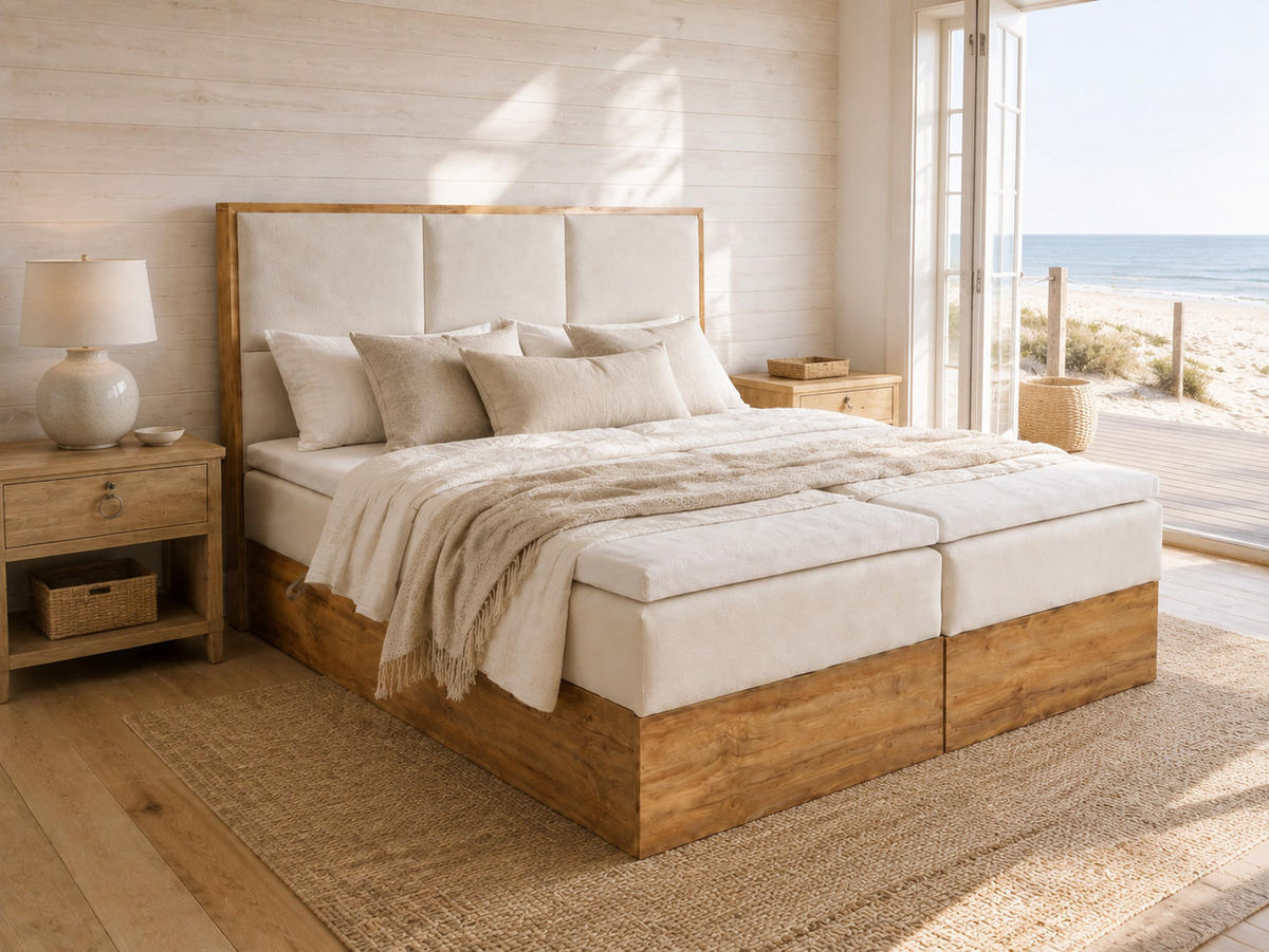 BOXSPRINGBETT Loly 140x200 cm H4 Taschenfederkern Weiß - Weiß, Textil (140/200cm) - KS Home Concept