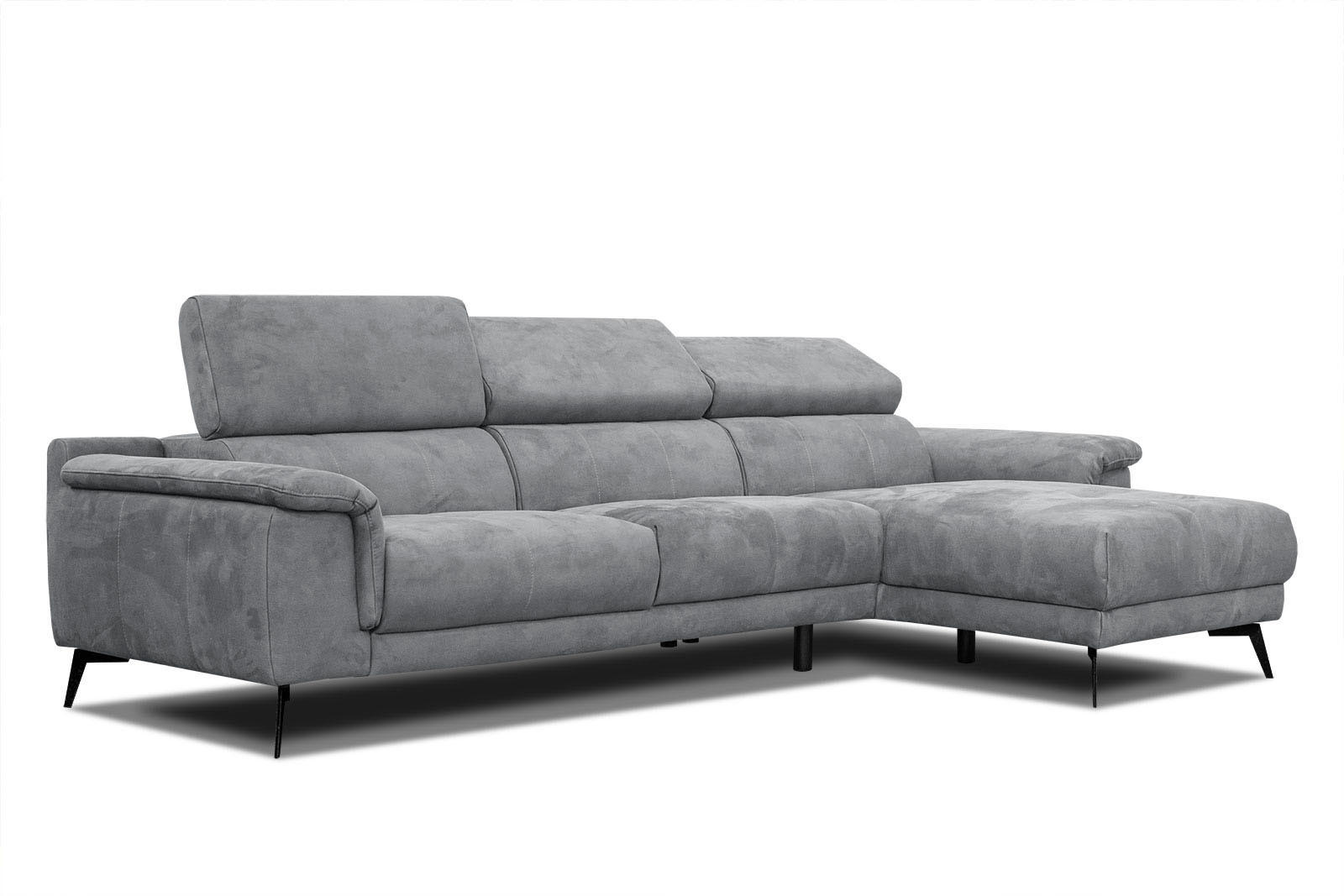 ECKSOFA FIERO 4-Sitzer, grau - Dunkelgrau/Schwarz, Holzwerkstoff/Textil (288/170cm) - Courtois Laville