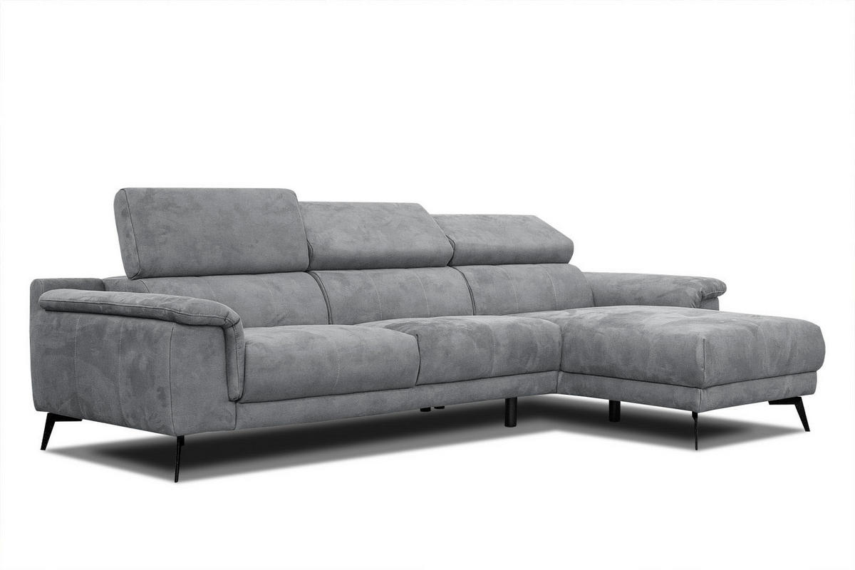 ECKSOFA FIERO 4-Sitzer, grau - Dunkelgrau/Schwarz, Holzwerkstoff/Textil (288/170cm) - Courtois Laville