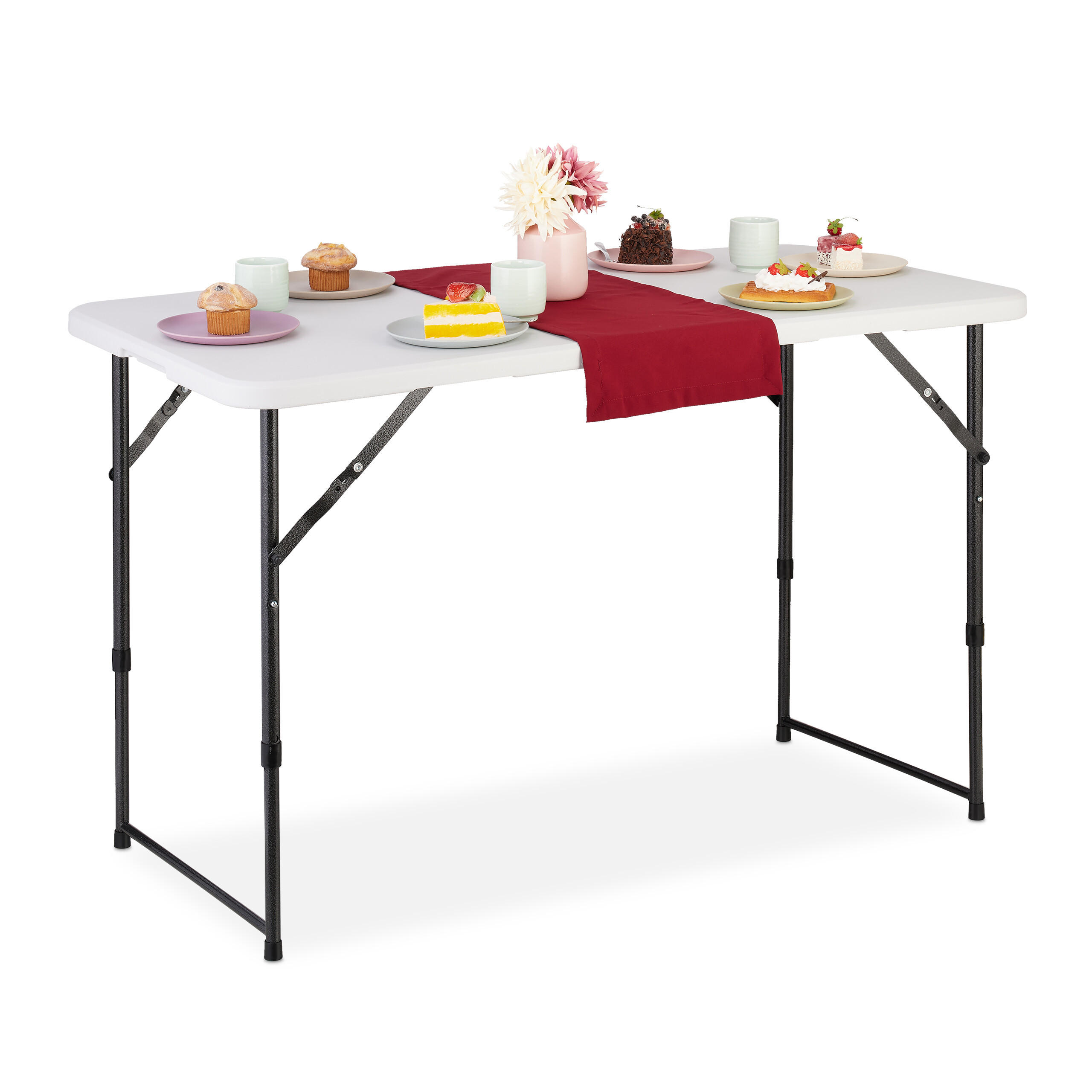 CAMPINGTISCH - Weiß, Kunststoff/Metall (60/120/53.5cm) - Relaxdays
