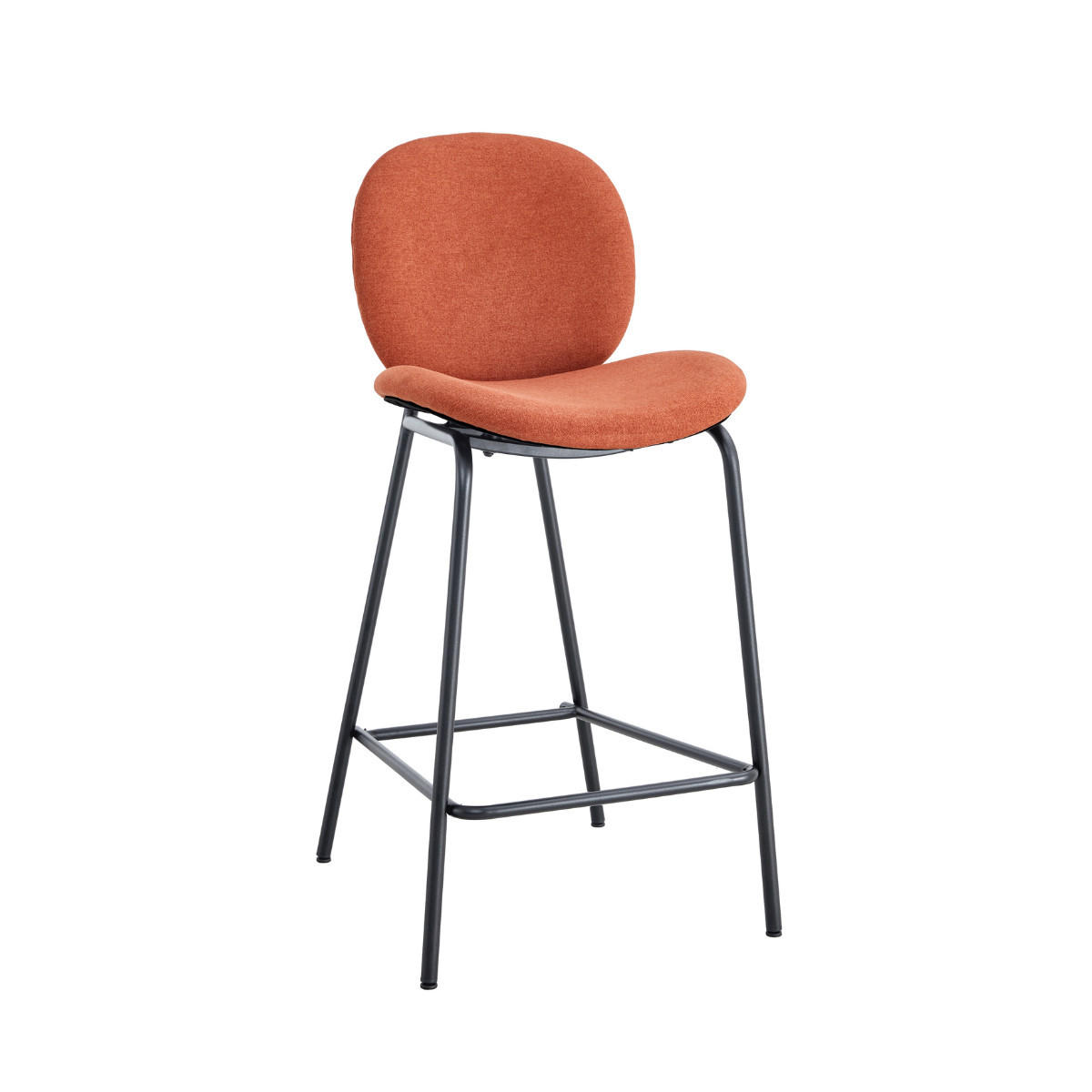 BARHOCKER (Set aus 2) aus Stoff mit schwarzen Metallbeinen - cori 43/54/66 cm - Rot, Textil (54/66/43cm) - Calicosy