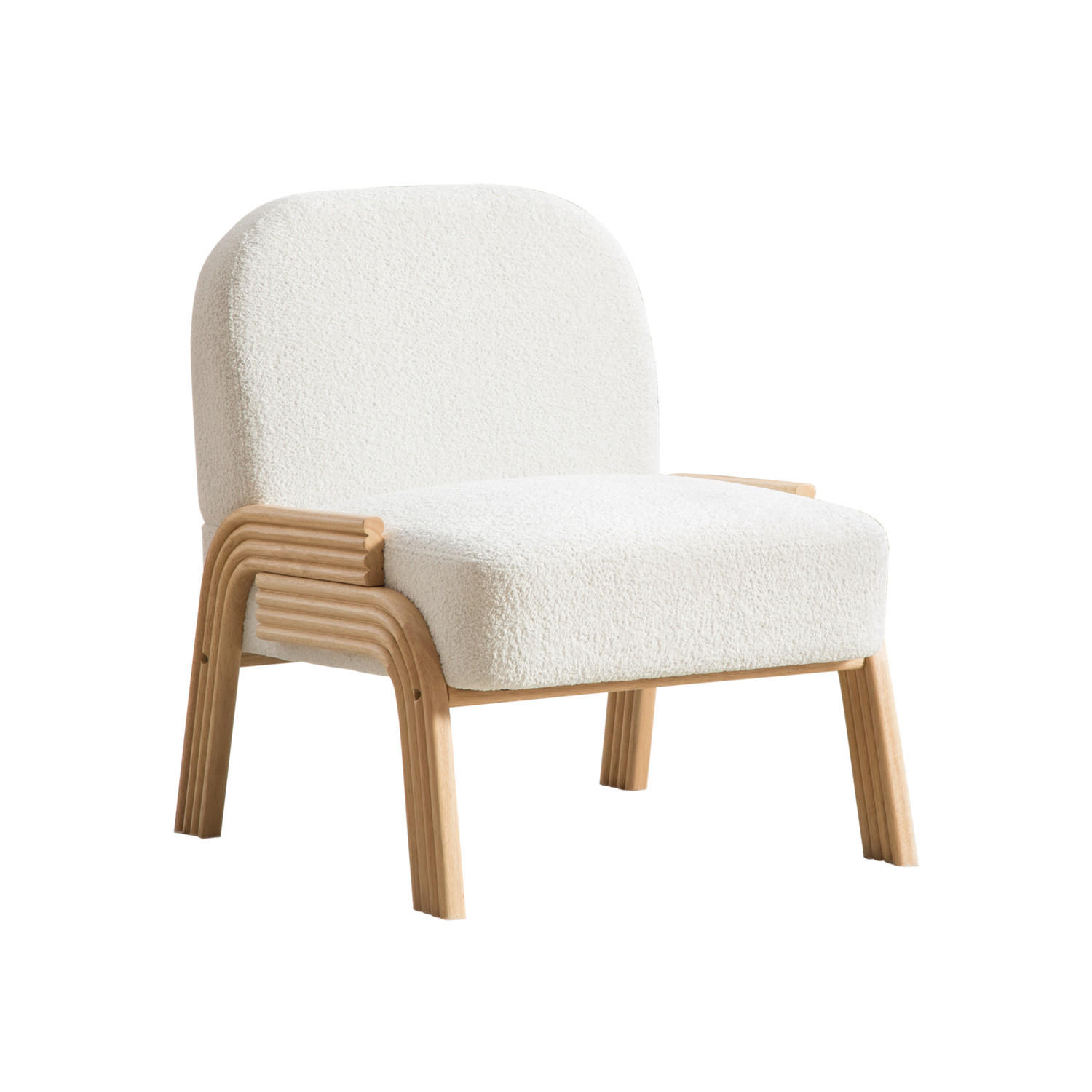 SESSEL Loungesessel Chenille mit Holzbeinen - Weiß, Textil (62/77.5/73cm) - Kaket