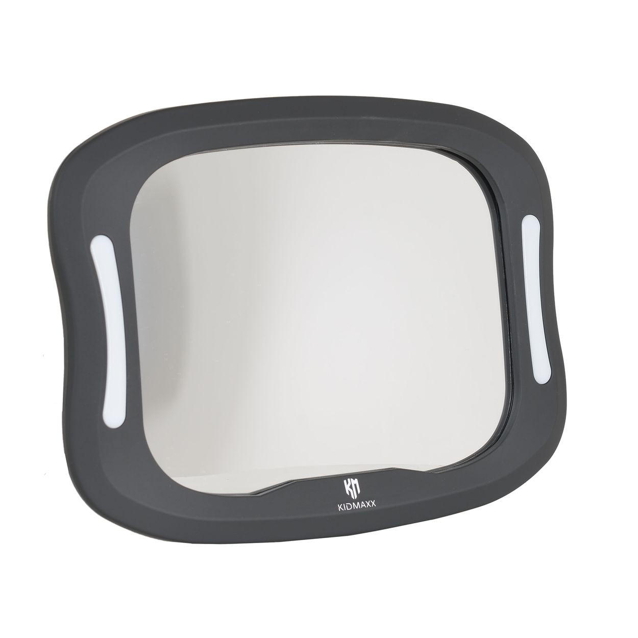 KINDERAUTOSITZZUBEHÖR Kinder-Autospiegel Reflex LED dunkelgrau LED-Licht, Fernbedienung, 360° drehbar, Kopfstütze, leicht zu reinigen - Schwarz, Kunststoff (20/8/28cm) - Moni