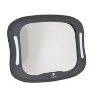 KINDERAUTOSITZZUBEHÖR Kinder-Autospiegel Reflex LED dunkelgrau LED-Licht, Fernbedienung, 360° drehbar, Kopfstütze, leicht zu reinigen - Schwarz, Kunststoff (20/8/28cm) - Moni