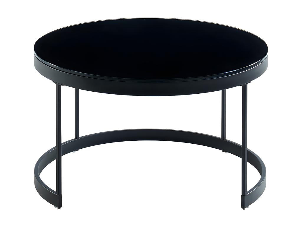 COUCHTISCH 2er-Set - Glass & Metall - Schwarz & Weiß - BILLIE - Schwarz, Metall (70/70/42cm) - Vente-Unique