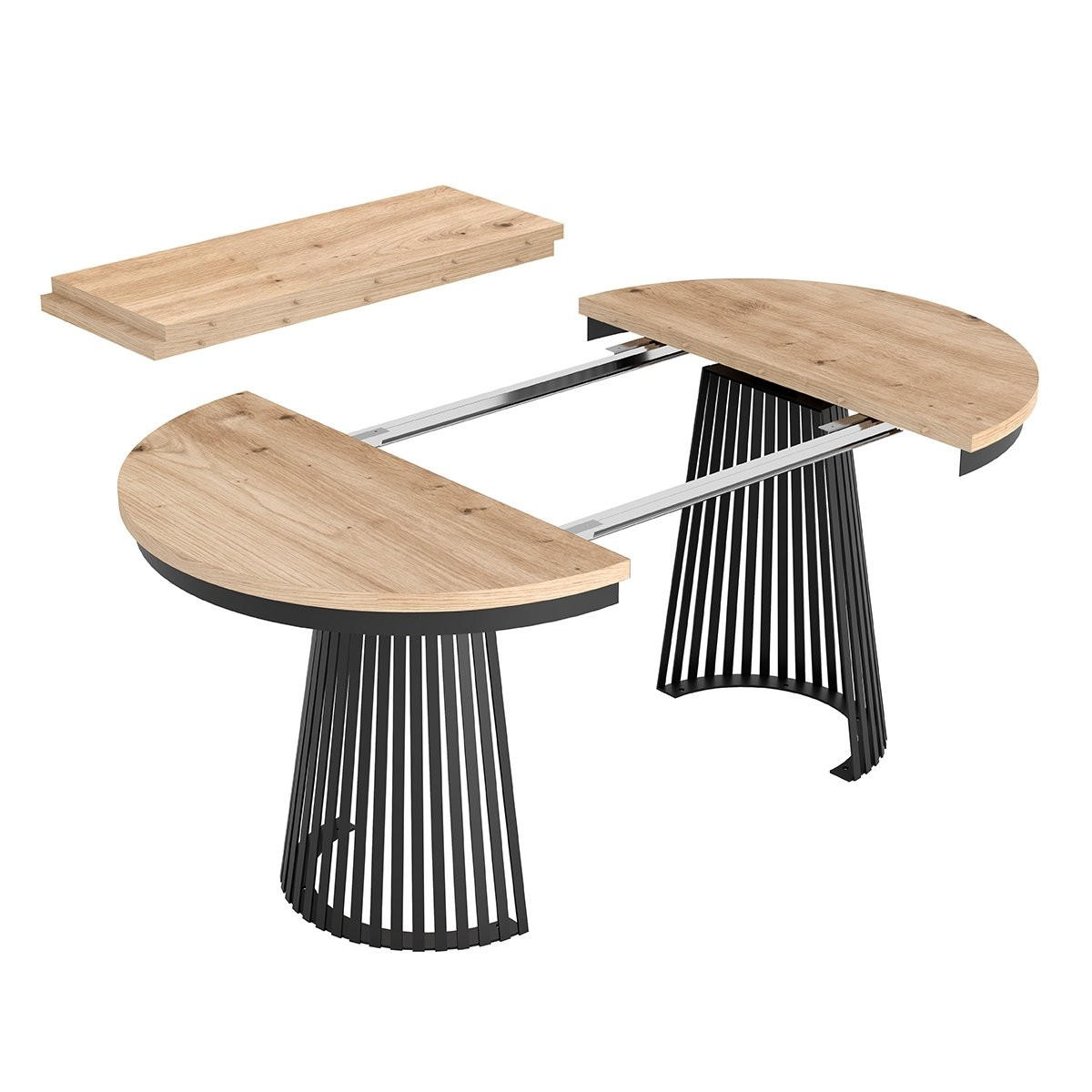 ESSTISCH TRAVIS Ausziehbar 100 - 180 / 100 x 76,6 cm - Schwarz/Eiche Artisan, Holz (100/100/76.6cm) - MASSENO