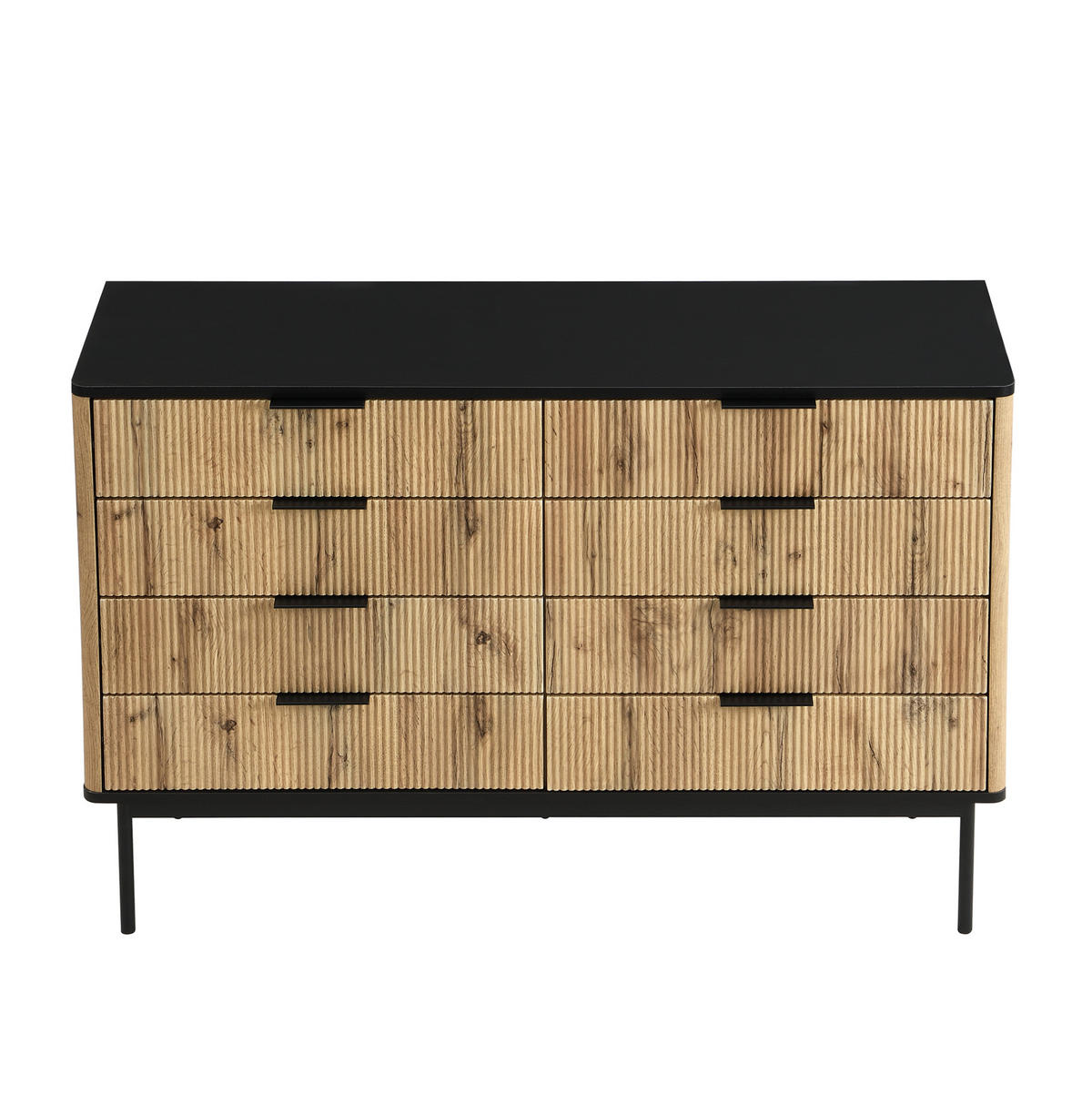 KOMODA 120/39,5/80 cm MDF přírodní/černá - černá, kompozitní dřevo (120/80/39.5cm) - BEAOK