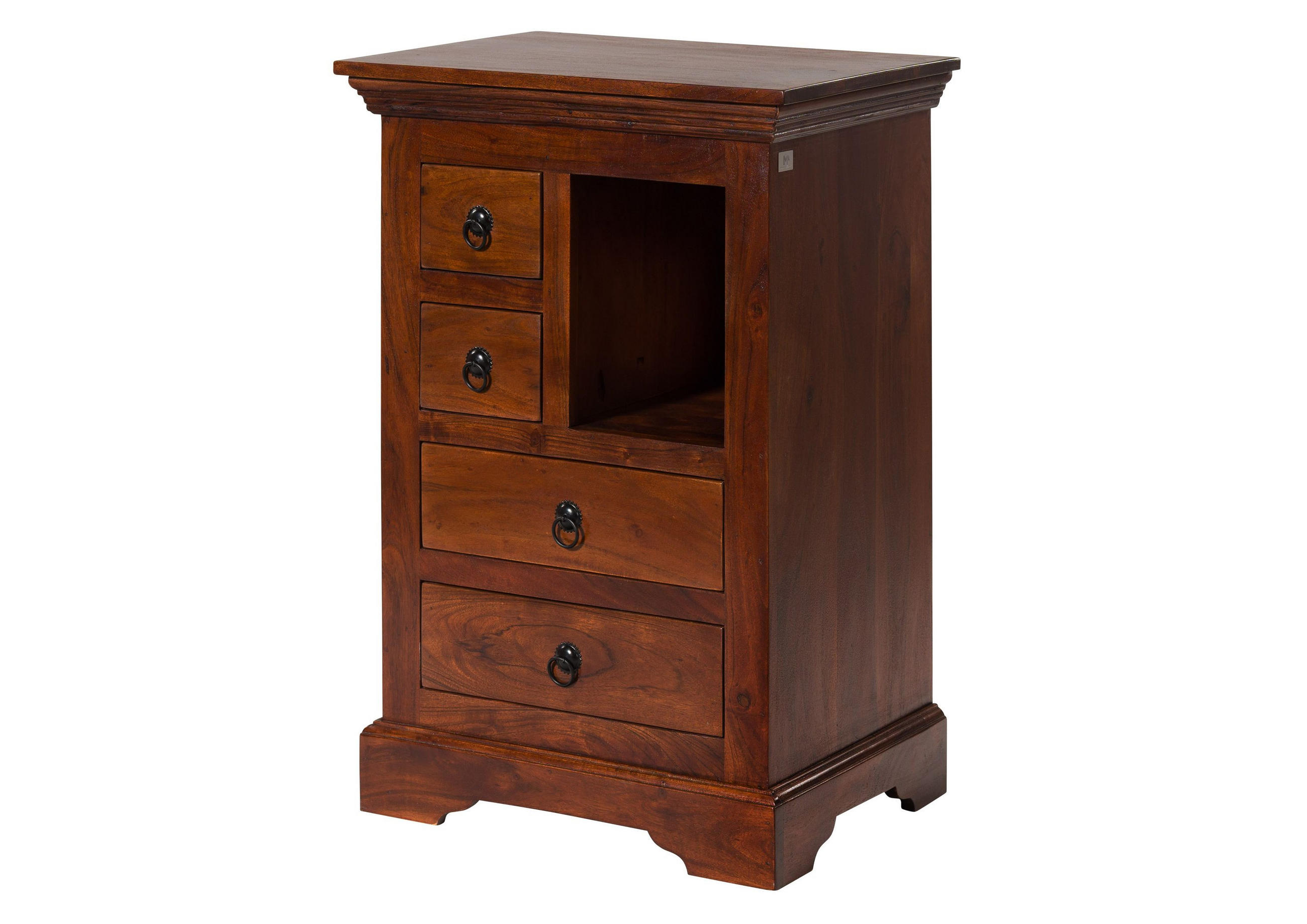 KOMMODE Akazie 55x40x80 nougat lackiert OXFORD #503 - Dunkelbraun, Holz (55/80/40cm) - Massivmoebel24