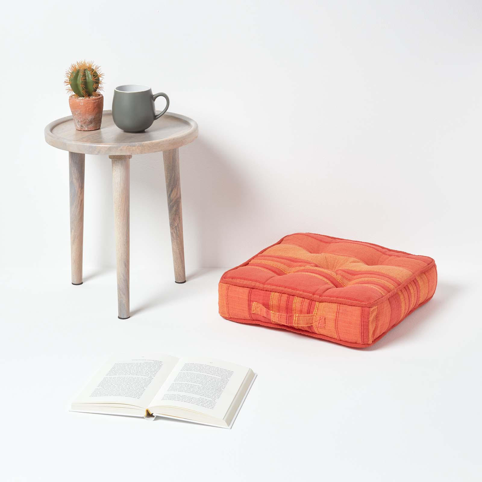 SITZKISSEN Morocco terracotta gestreift 40/40/8 cm - Terra cotta, Textil (40/40/8cm) - Homescapes