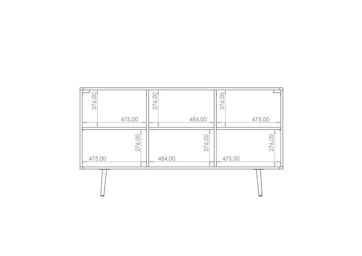 SIDEBOARD Pinelli 150 cm breite 3-türig mit Metallfüße - Schwarz/Braun, Holzwerkstoff/Metall (150/80/41cm) - Ravio