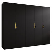 DREHTÜRENSCHRANK 202/250/52 5-türig - Goldfarben/Schwarz, Holz/Metall (250/202/52cm) - Abiks Möbel