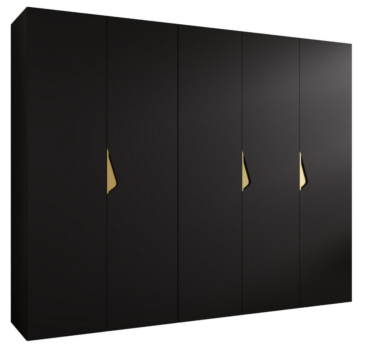 DREHTÜRENSCHRANK 202/250/52 5-türig - Goldfarben/Schwarz, Holz/Metall (250/202/52cm) - Abiks Möbel