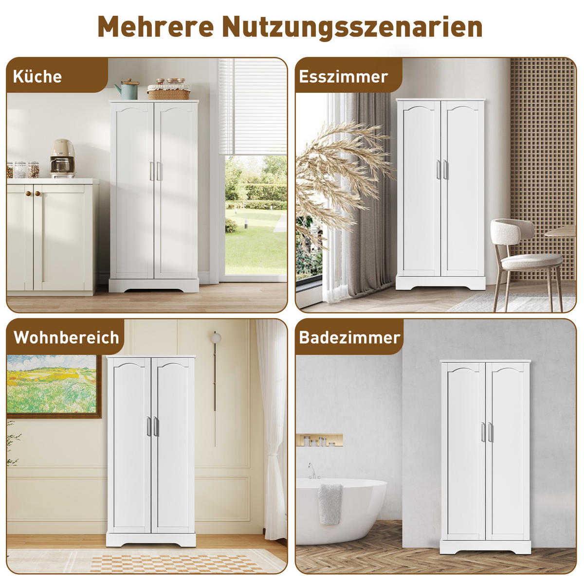 KÜCHENSCHRANK aus MDF 60x35x128 cm Weiß mit LED-Sensorleuchte und verstellbaren Einlegeböden - Weiß, Holzwerkstoff (60/128/35cm) - IVMEU