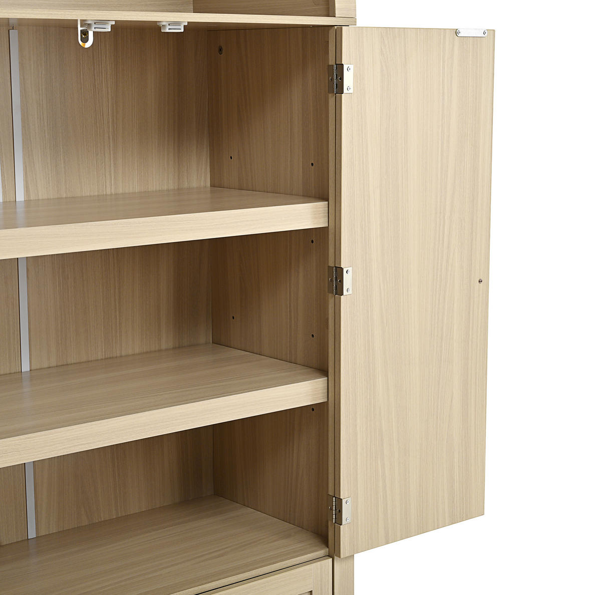 KOMODA z MDF, 80/40/180 cm, dubová farba, s ratanovými dvierkami a zásuvkami - farba duba, kompozitné drevo (80/180/40cm) - BEAOK