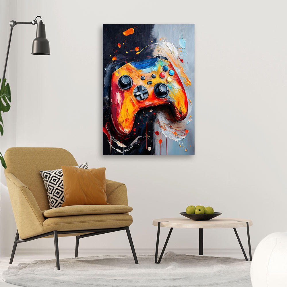 WANDBILD gaming controller konsole - Multicolor, Textil (40/60cm) - Feeby