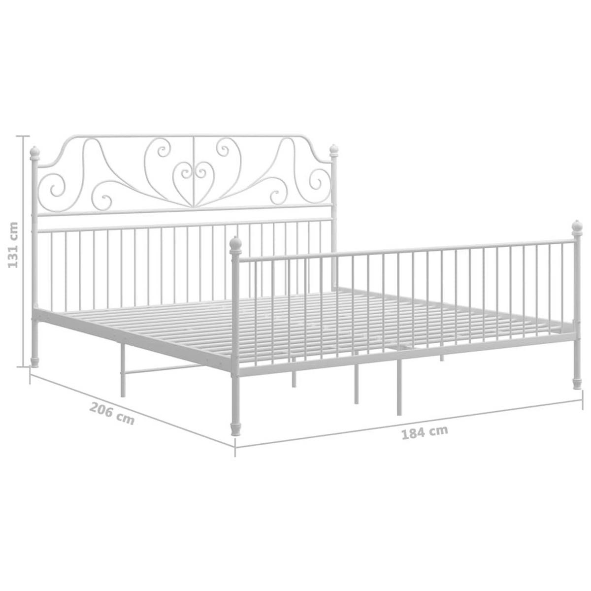BETTGESTELL Weiss Metall 180/200 Cm - Weiß, Naturmaterialen (180/200cm) - vidaXL