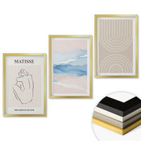 WANDBILDER 3er Set - 40x60 cm Goldrahmen - Linien, Wellen, pastellfarbener Minimalismus - Goldfarben, Kunststoff (40/60cm) - ArtPrintCave