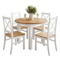 ESSZIMMERSET OLEA Tisch + 4 Stühle - Eichefarben/Weiß, Holzwerkstoff (100/77/100cm) - Lookway