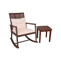 OUTDOOR-SCHAUKELSTUHL Mainz mit Beistelltisch Dunkelbraun Gartenstuhl - Dunkelbraun, Holz (45/45/45cm) - DELUKE