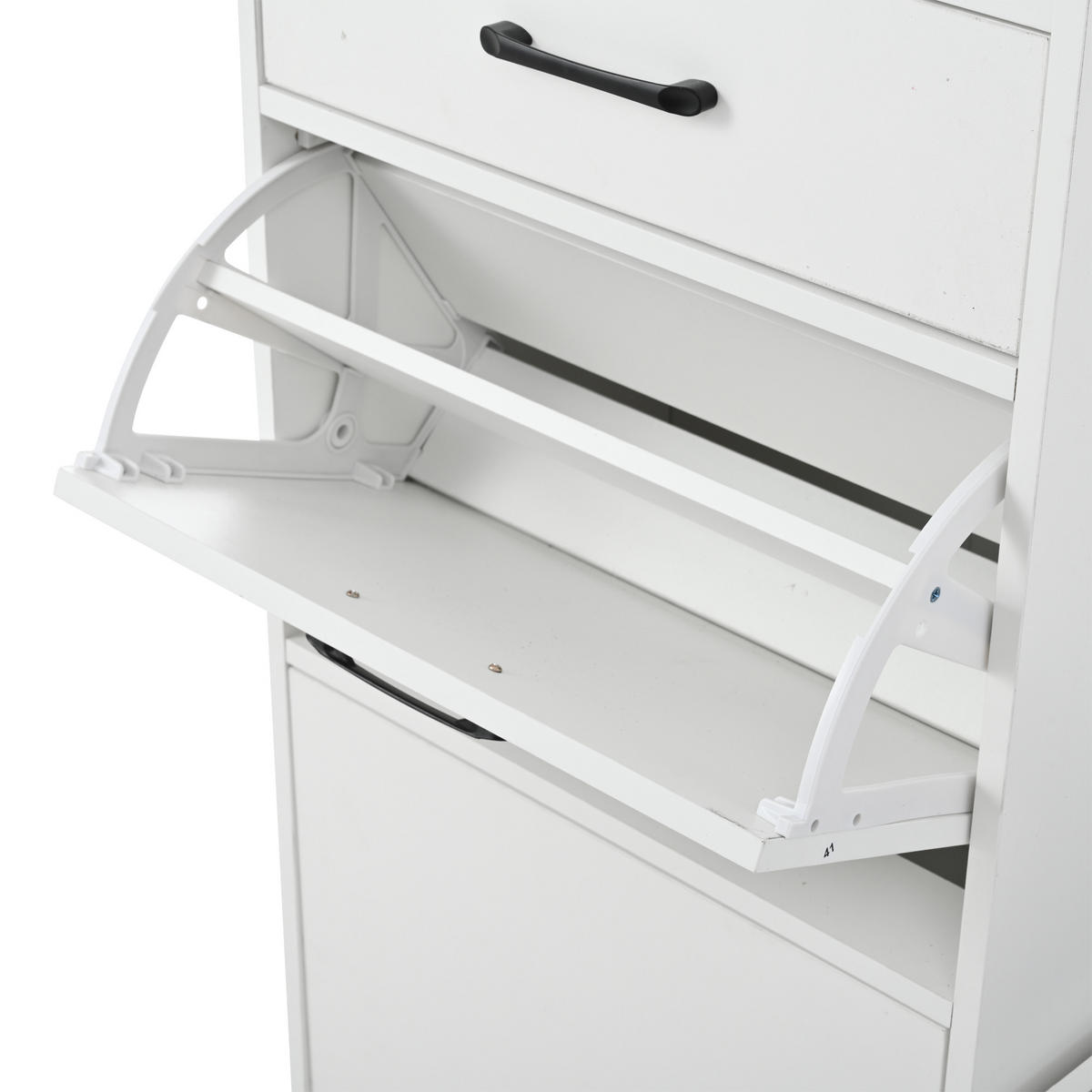 GARDEROBE Schuhbank 7 Haken 2 Schubladen Bücherregal Weiß - Weiß, Holzwerkstoff (110/175.5/35cm) - FLIEKS