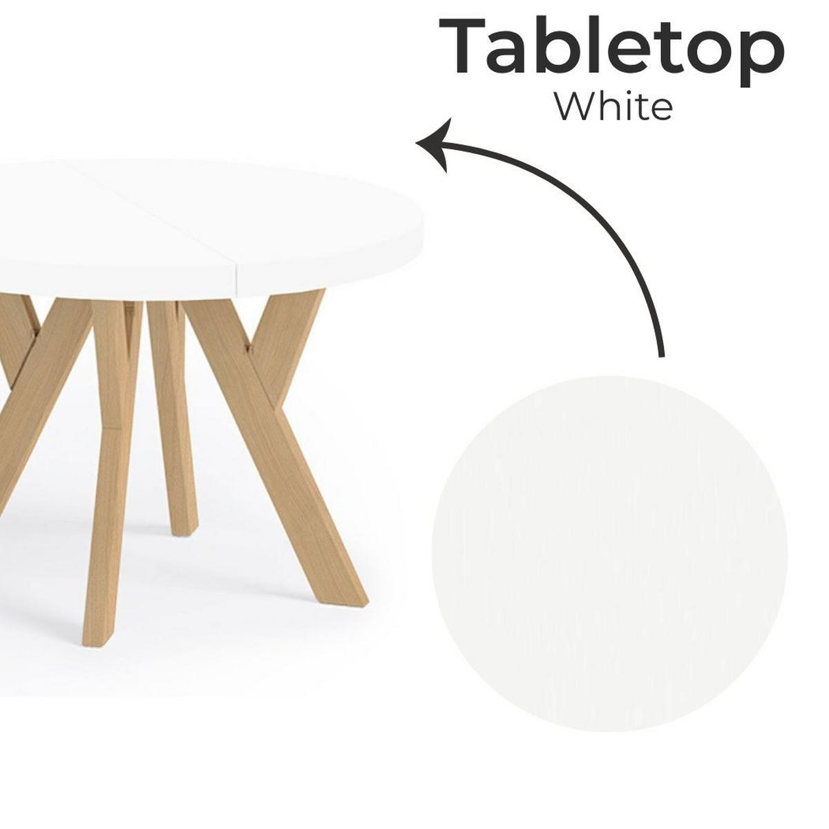 ESSTISCH Runder Ausziehbarer PERO 90/190, Weiß / Buche Natur - Buchefarben/Weiß, Holz (190/90/77cm) - Dekori_Interiors