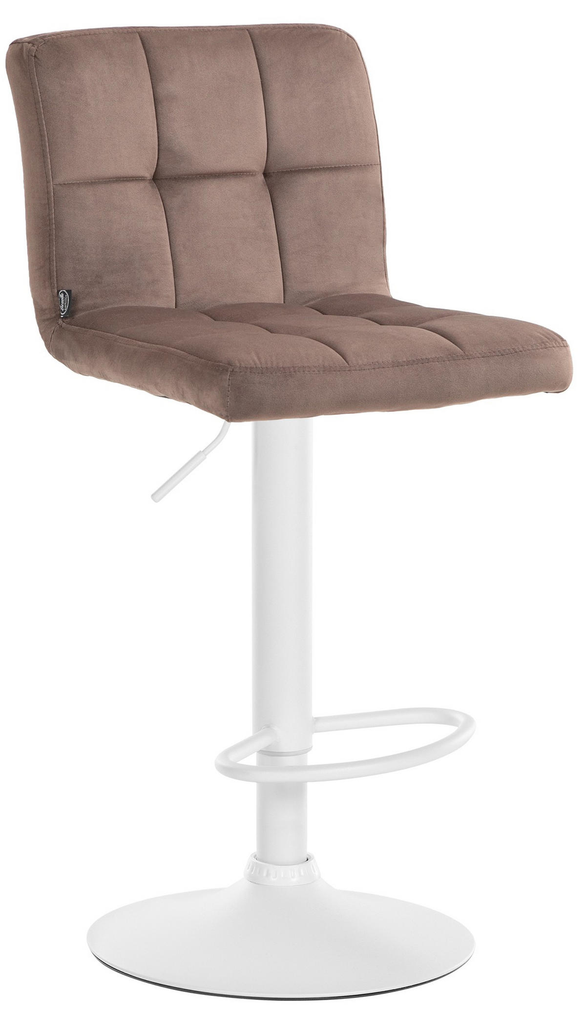BARHOCKER Peran Samt weiß braun - Braun/Weiß, Textil/Metall (46/114/47cm) - TPFLiving
